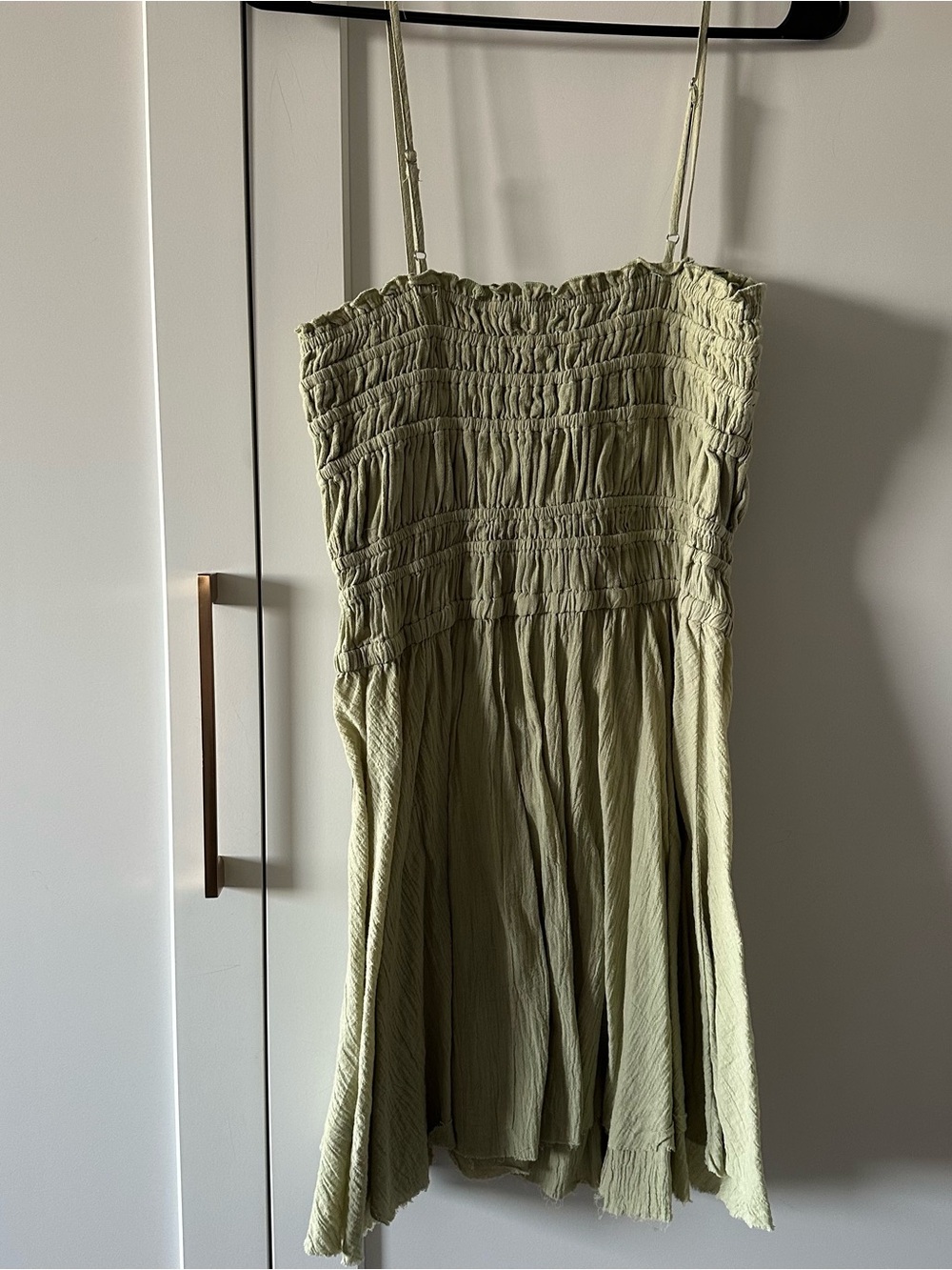 Dear John Olive Green Smocked Mini Dress